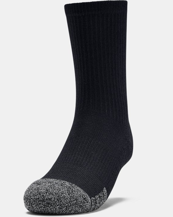 3 paires de chaussettes montantes UA HeatGear® Crew pour enfant, Black, pdpMainDesktop image number 1